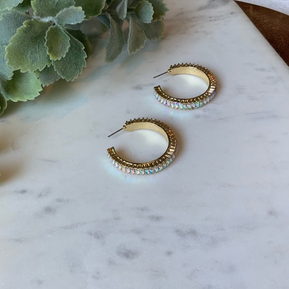 Jewelry - The Dae - Iridescent Stone Gold Hoops